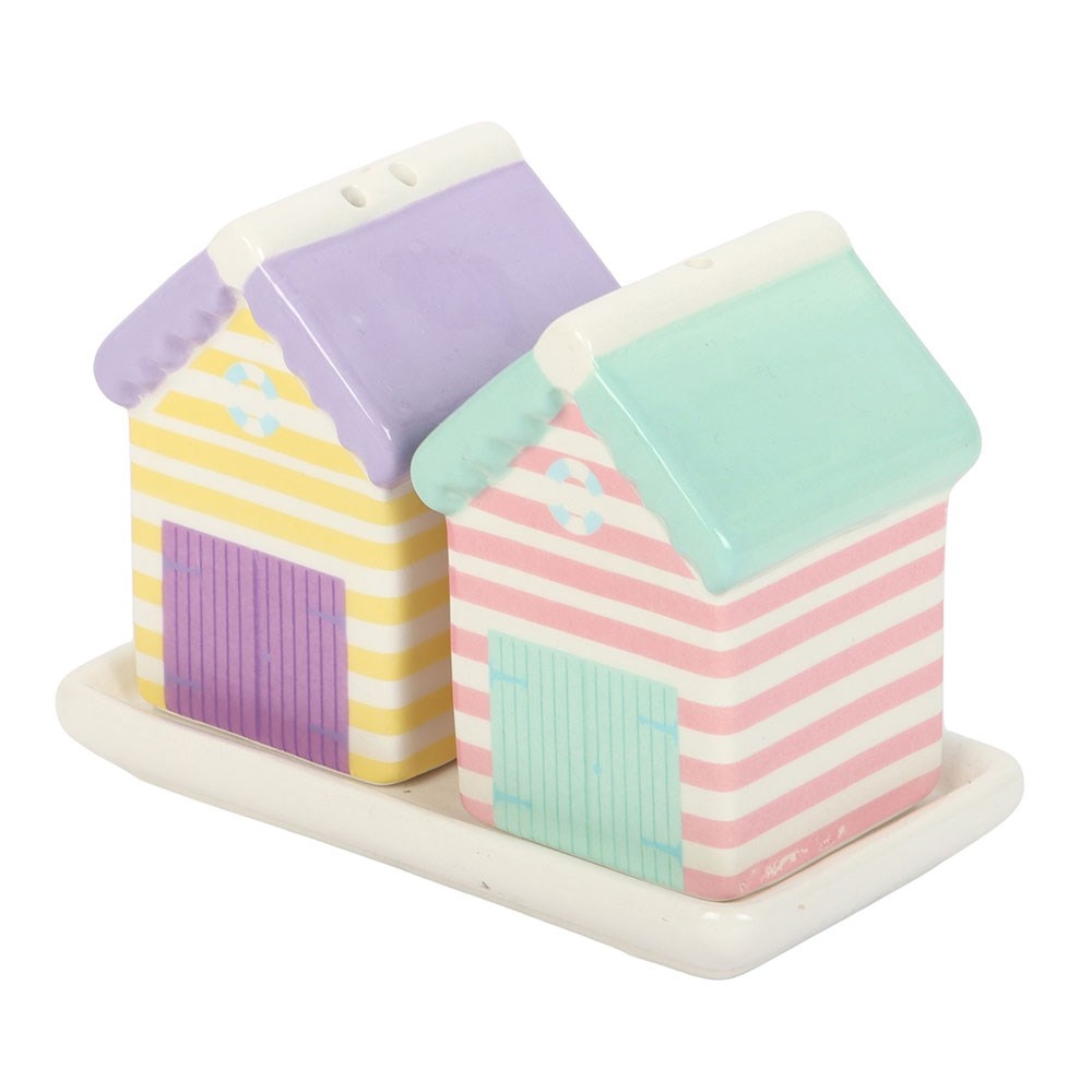 Something Different - Pastel Beach Hut Salt and Pepper set - Multicolours